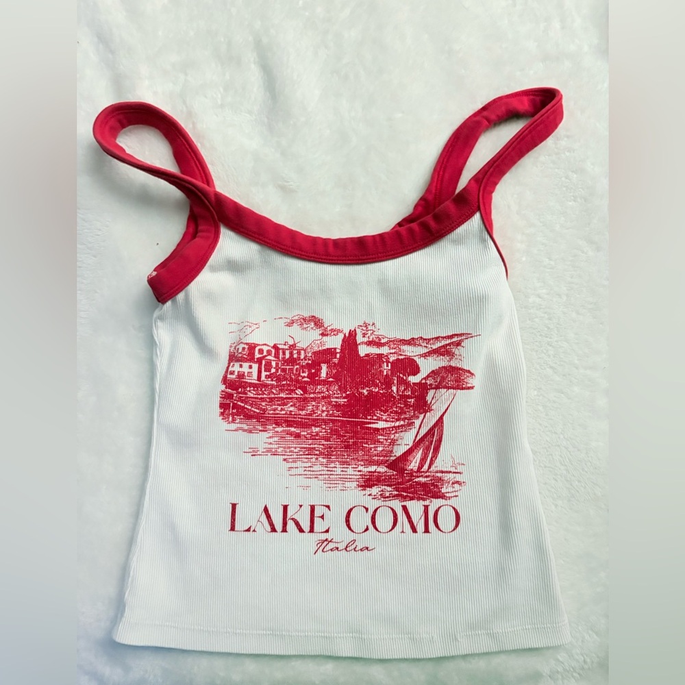 Aritzia Red and White Lake Como Tank Top